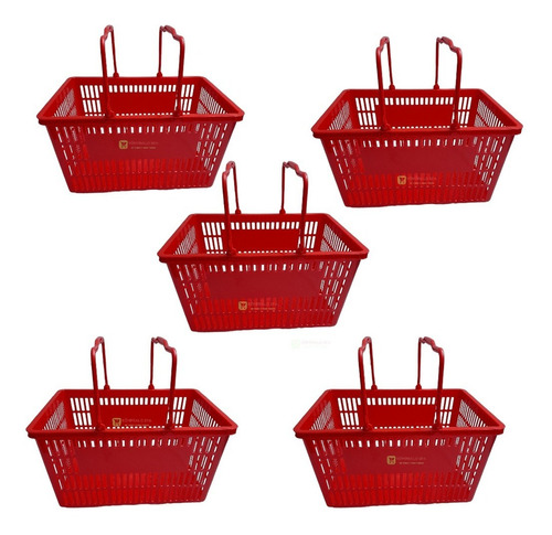 Imagen 1 de 4 de Pack 5 Canastos Cestas De Compras Para Supermercado
