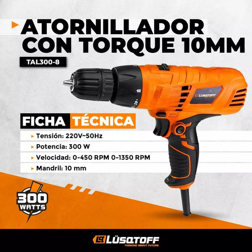 Imagen 3 de 10 de Taladro Atornillador Eléctrico + Juego Herramientas 71 Pzas