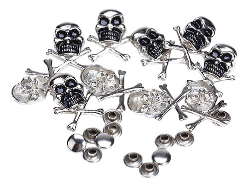 10 Tachuelas De Calavera Pirata De Metal Con Remache Punk