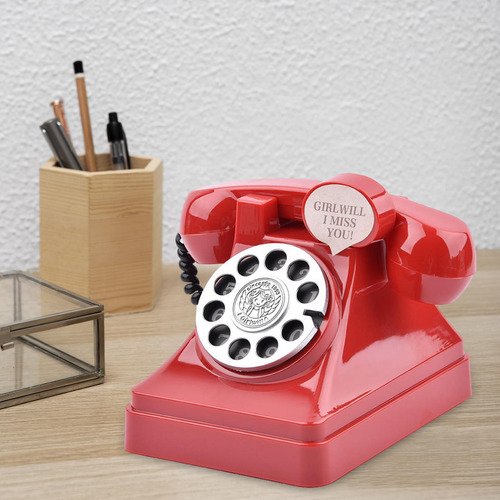 Retro Teléfono Alcancía Dial Teléfono Dinero Ahorro Rojo