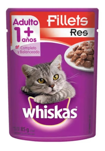 Alimento Húmedo Para Gato Whiskas Pouch Adulto Carne 85 Gr