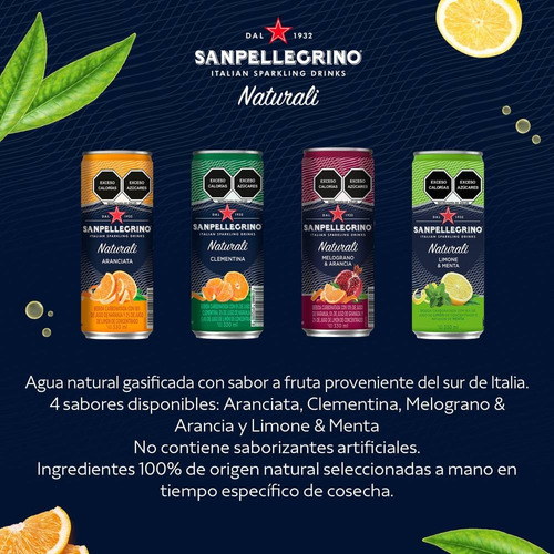 Agua Mineral Saborizada San Pellegrino Naturali Mixpack 20pz