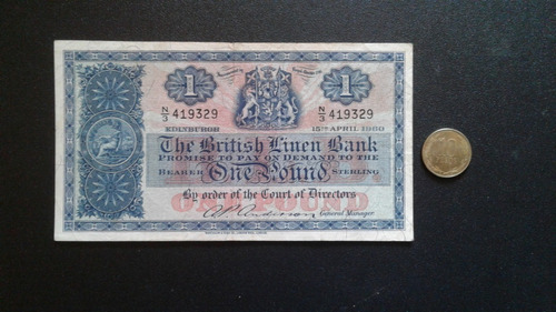 Billete Inglaterra 1 Lira - Banco De Lino Británico 1960