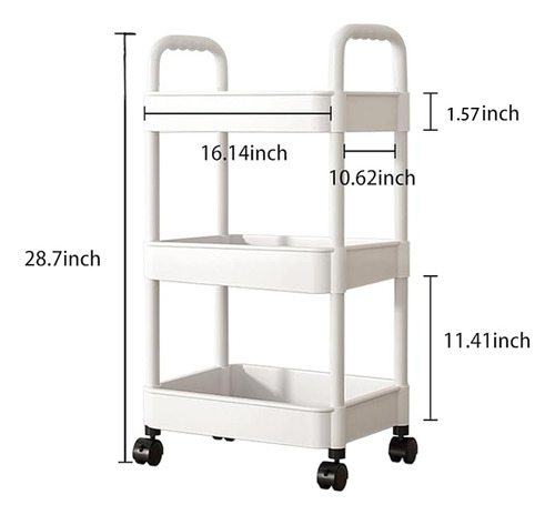 Carrito Organizador Multiusos 3 Niveles Con 360 Ruedas