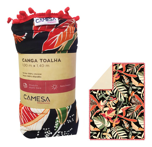 Canga Toalha Saída Praia Dupla Face Atoalhada Luxo Cor Tribal C Bolinha Vermelha Tamanho 100 Cm X 140 Cm