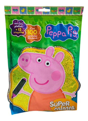 Peppa Pig Libro Para Colorear + 12 Crayones + 100 Stickers