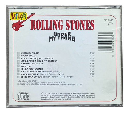 The Rolling Stones - Under My Thumb (live) Cd Aad