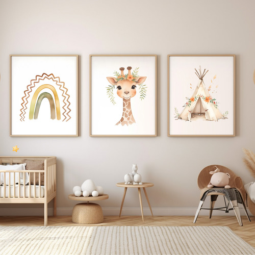 Kit Imagenes Png Clipart- Animales Boho Bebe Acuarela Diseño