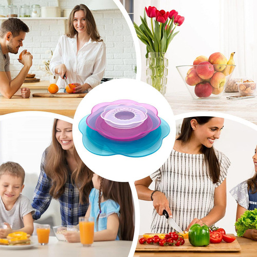 L Juego De Tapas Elásticas De Silicona Reutilizables