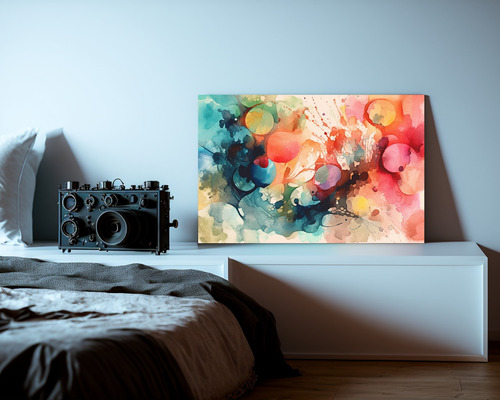Canva Bastidor Madera Fan Art Flores Cute 30x20cm Abstractos