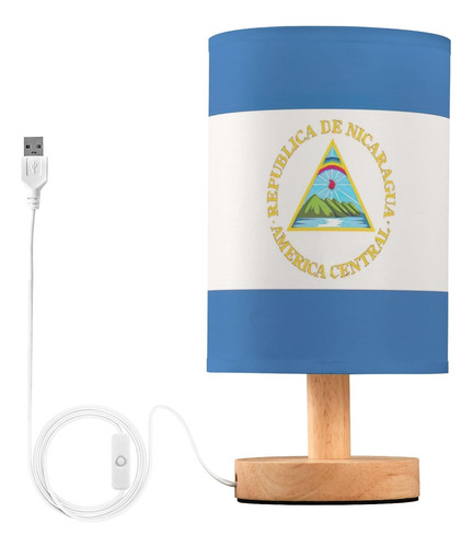 Lámpara De Mesa De Bandera De Nicaragua Chifigno Para Dormit