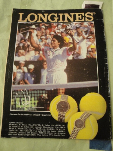 Publicidad Tenis Gabriela Sabatini Año 1989