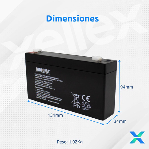 1 X Bateria Recargable 6v 7ah Motoma Selladas San Martin