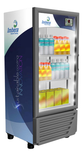 Refrigerador 9 Vertical, Puerta De Vidrio Marca Imbera Color Gris Oscuro
