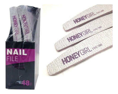 48 Lixas Bananão Roxa Fina P/ Unha Em Gel Honey Girl 100/180