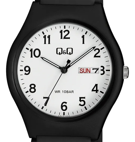 Reloj Q&q Analogo Malla De Pvc Color Negro A212j003y