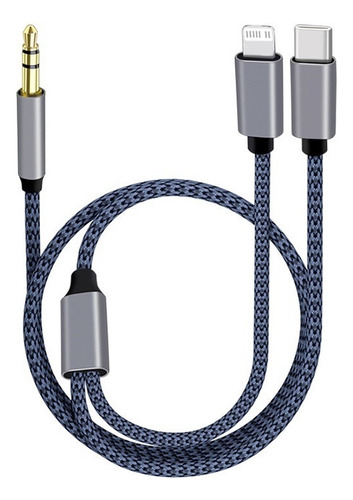 Cable De Audio Auxiliar 2 En 1 De 3,5 Mm A Tipo C+l
