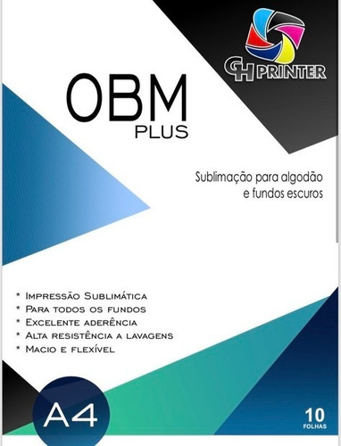 Papel Obm Transfer Sublimáticotecido Escuro E Claro 10folhas