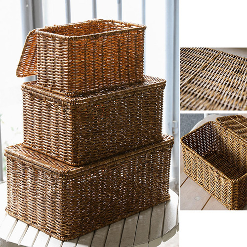 Canasta De Almacenamiento Con Tapa De 36cmx23cmx16cm