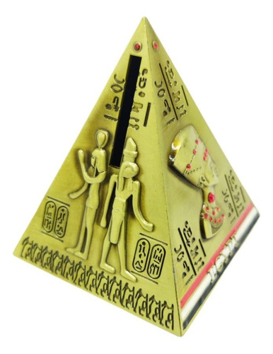 Cofre Mini Pirâmide 9cm Egito Metal Decoração Enfeite Gold