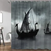 Comprar Cortina Ducha Nautica Barco Pirata Vela Vikingo Mar Aventura