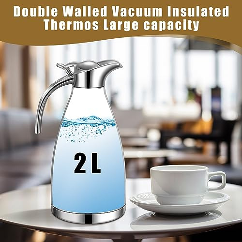 Uiifan 2 Pcs 68 Oz Jarra Térmica De Café De Acero Inoxidable