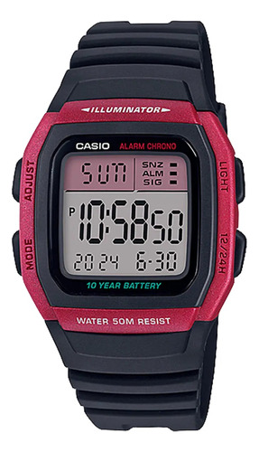 Reloj Casio Digital W-96h-4av Crono 1/100 - Alarma Local Color de la malla Negro Color del bisel Gris Color del fondo Gris