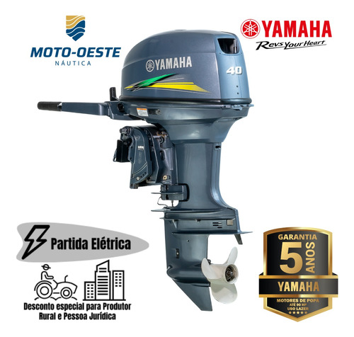 Motor De Popa Yamaha 2t 40hp-awh-elétrica-leia A Descrição