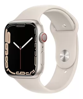 Apple Watch Series 7 (GPS + Cellular, 45mm) - Caixa de alumínio estelar - Pulseira esportiva estelar