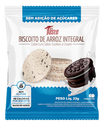 Biscoito De Arroz Zero Açucar Sabor Cookies Sem Glúten 22g - Mrs Taste