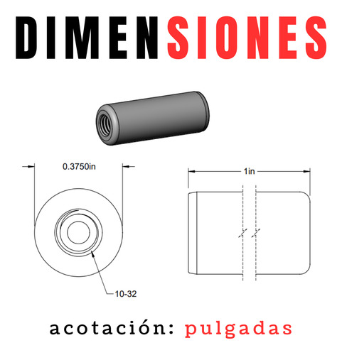 Perno Roscado / Pull Dowel Pin 3/8 X 1 Pulgada 25 Piezas