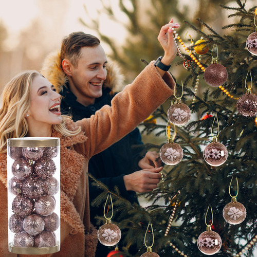 Adornos De Bolas De Navidad Irrompibles De 24 Piezas Con Dec