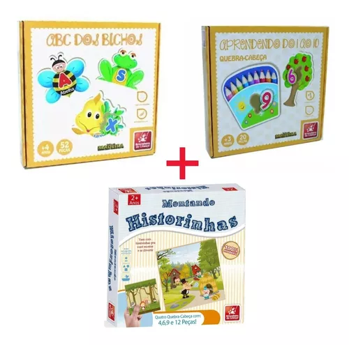 Kit Com 3 Jogos Educativos De Madeira Brincadeira De Criança