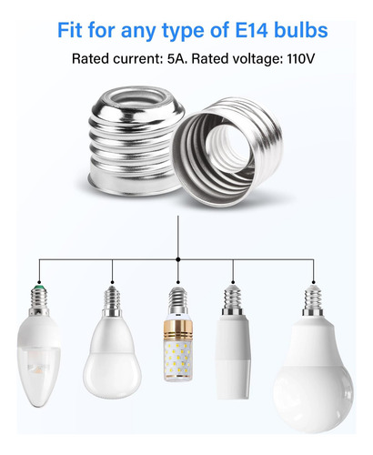 Adaptador De Enchufe Sinloon De 10 Piezas E27 A E14, E27 A E
