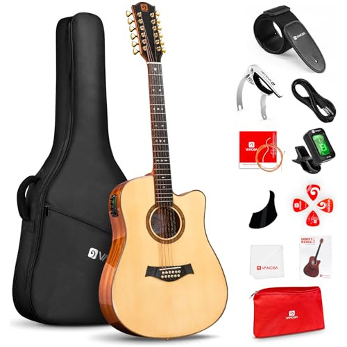 Guitarra 12 Cuerdas Vangoa Full Size, Electroacústica Eq