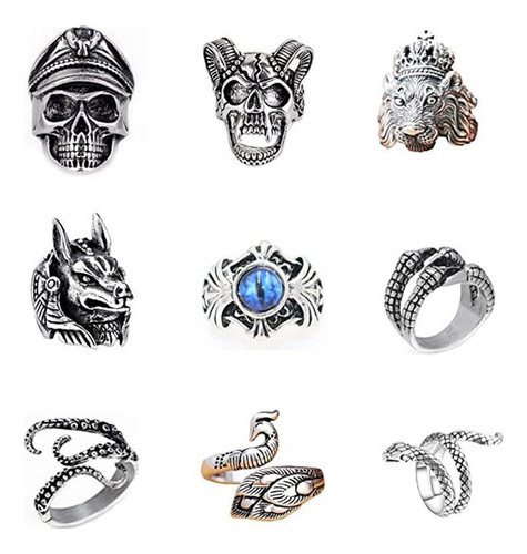 Anillo Ajustable Retro Rock Pulpo Dragón Serpiente Rana Punk