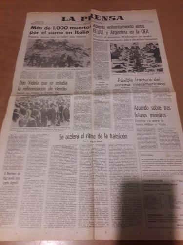 Tapa Diario La Prensa 25 11 1980 Dd.hh. Videla Santa Fe 