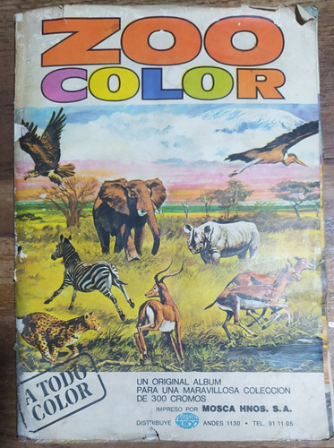 Antiguo Álbum De Figuritas Zoo Color. Hecho En Uruguay. 1973