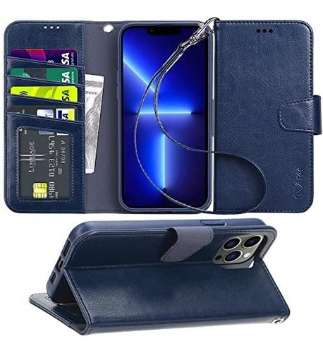 Funda Para iPhone 13 Pro Max Billetera C/correa  Azul