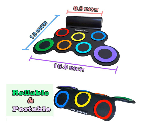 Juego De Batería Electrónica, 7 Almohadillas De Batería De P