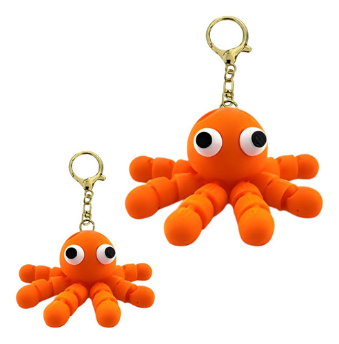 Llavero De Pulpo Articulado Distintos Colores Accesorio Moda Naranja