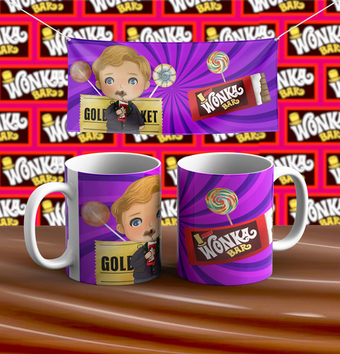 Kit Imprimible Plantillas Tazas Willy Wonka Sublimación M1
