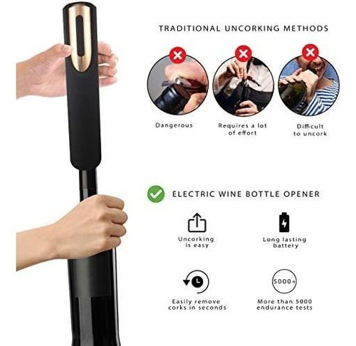 Abridor De Vino Eléctrico Vin Fresco Con Base De Carga Y Cor