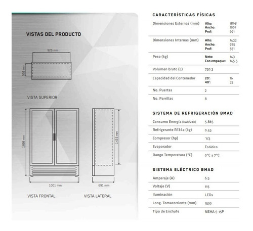 Imagen 3 de 4 de Refrigerador Comercial Imbera 2 Puertas Vr-26 Rbanda