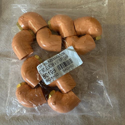 10 Pack Tfp Blazemaster 1 X 1/2 Slip X Fnpt Cpvc 90 Ccy