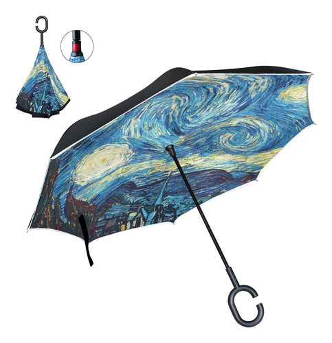 Alaza Paraguas De Golf Invertido Van Gogh Starry Night Galax