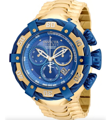 Relógio Invicta Reserve Thunderbolt 21347 53mm Gold 18k Blue