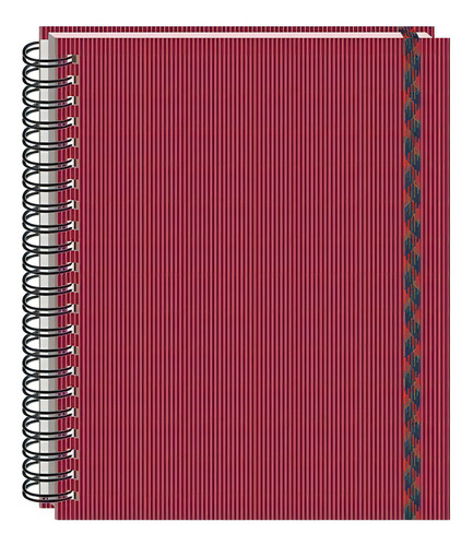 Libreta Francesa 100 Hojas Raya Pasta Dura Doble Arillo Color Rojo Oscuro