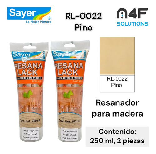Sayer Resanalack Para Madera Base Agua Pino (250ml) 2pz