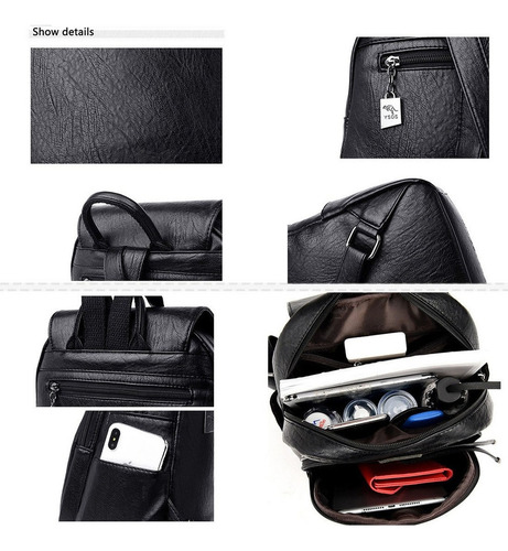 Mochila Impermeable De Piel Suave Para Mujer.